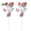 Automatic Solar Powered Lights Christmas Snowman Bird Garden Light, Waterproof Outdoor Stake Lamp with Crackle Glass Decorative Patio Illuminations