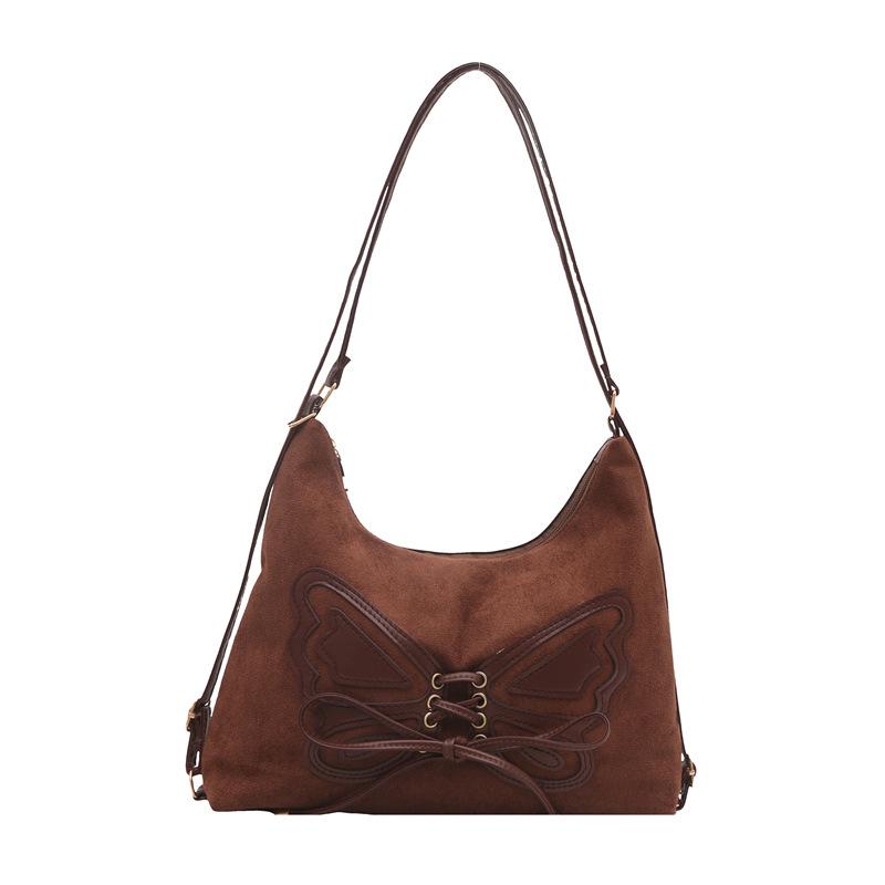 

Женская замшевая ретро-сумка на плечо 2024 - Большая вместимость, осенне-зимний тоут и кроссбоди кофейный