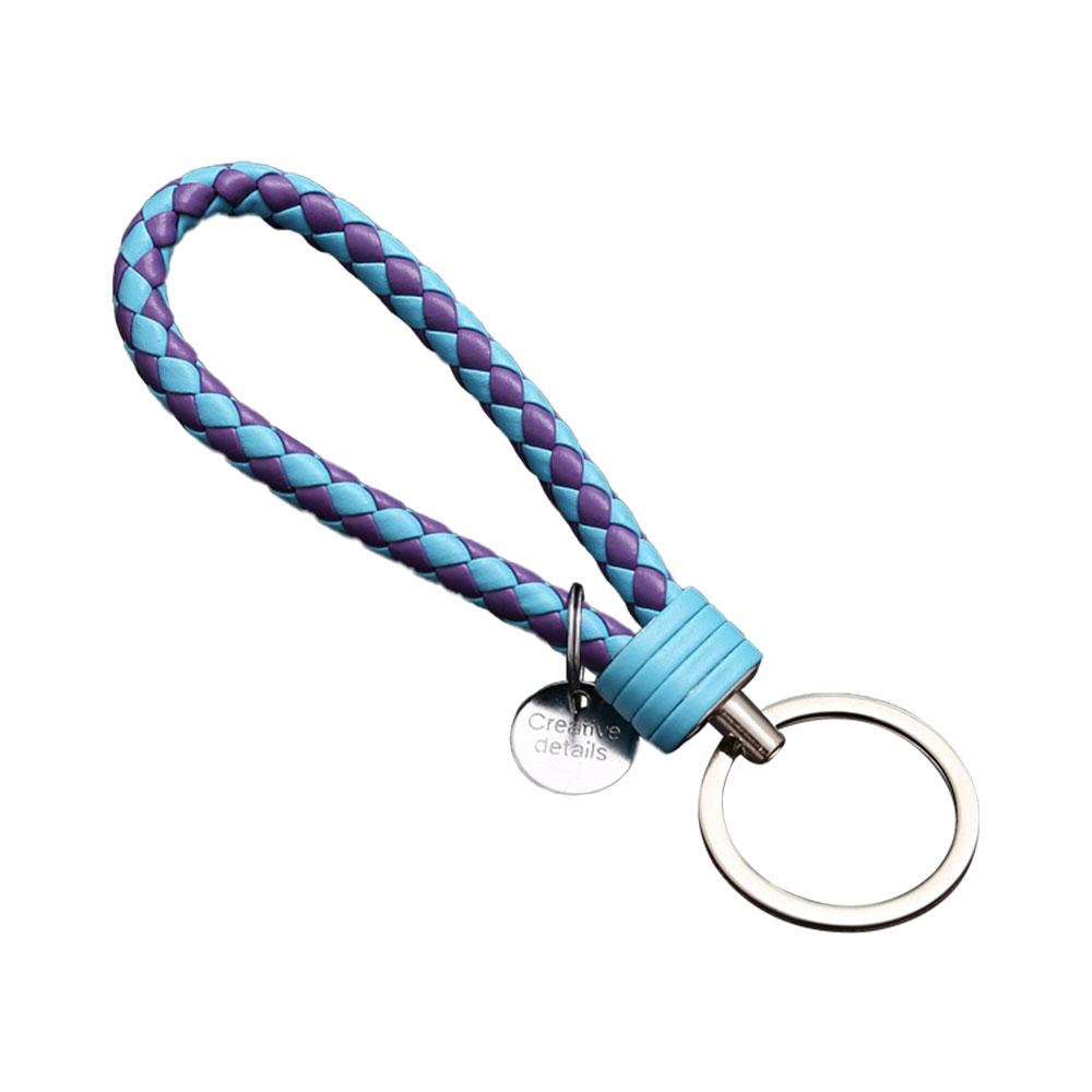 Leather Braided Woven Rope Keychain Diy Bag Pendant Key Car Holder Keyring
