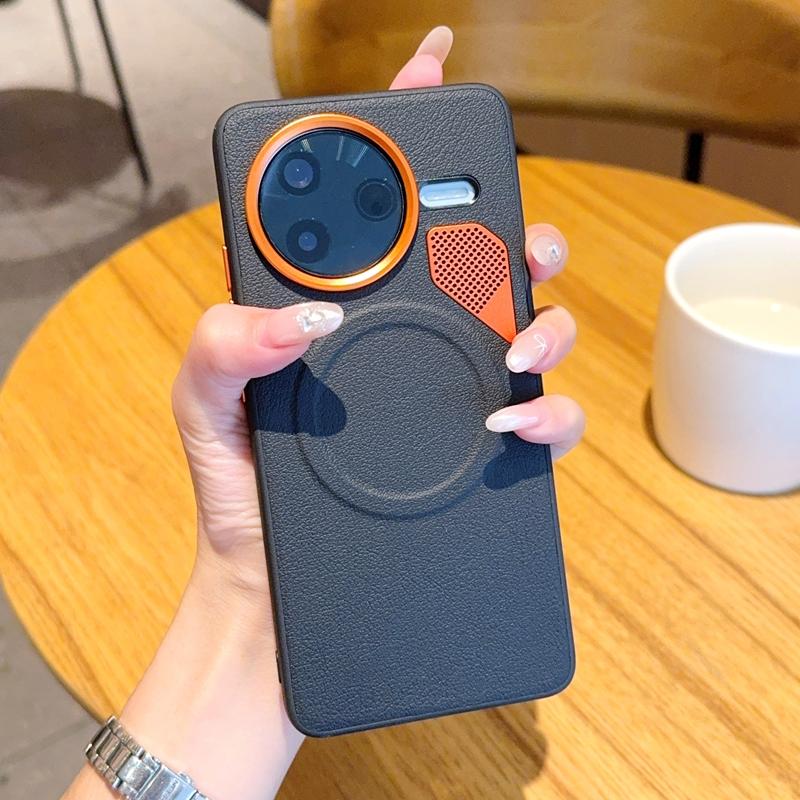 Für Redmi K80 K80 Pro Großes Loch Metall-Linsen-Schutzring Wärmeableitend Magnetisch Stoßfest Handyhülle