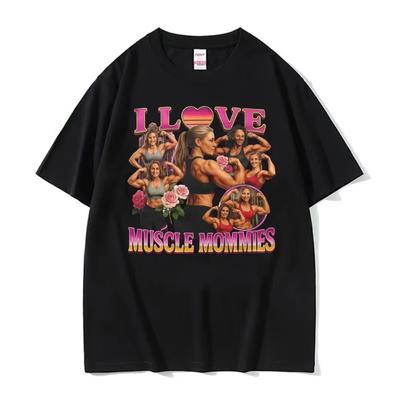 I Love Muscle Mommies Tricou Amuzant Sală Fitness Mamă Ridicătoare Meme Tricouri Bărbați Femei Modă Bumbac Vintage Mânecă Scurtă Tricou