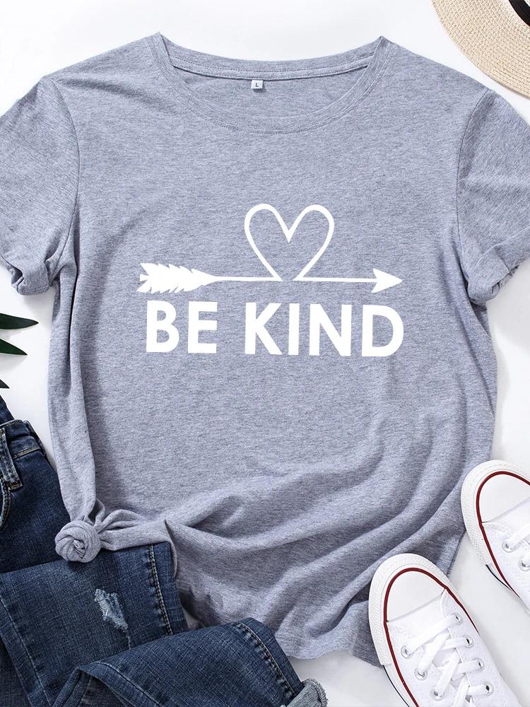 Be Kind Heart Print T Shirt Women Short Sleeve O Neck Loose Tshirt Summer Women Causal Tee Shirt Tops Camisetas Mujer