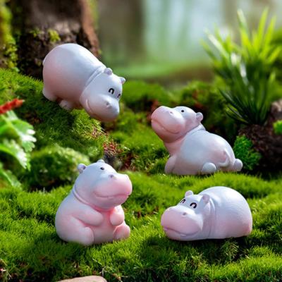 Miniaturní figurka hrocha Mini kreslená hrošík ozdoba DIY mikro krajina pohádková zahrada zvíře pryskyřičná soška dekorace ozdoba