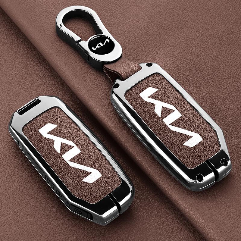 Leather Car Key Case Cover Shell For KIA Sportage R GT Stinger Sorento Ceed Cerato Forte Niro Soul Telluride Protector Keyless