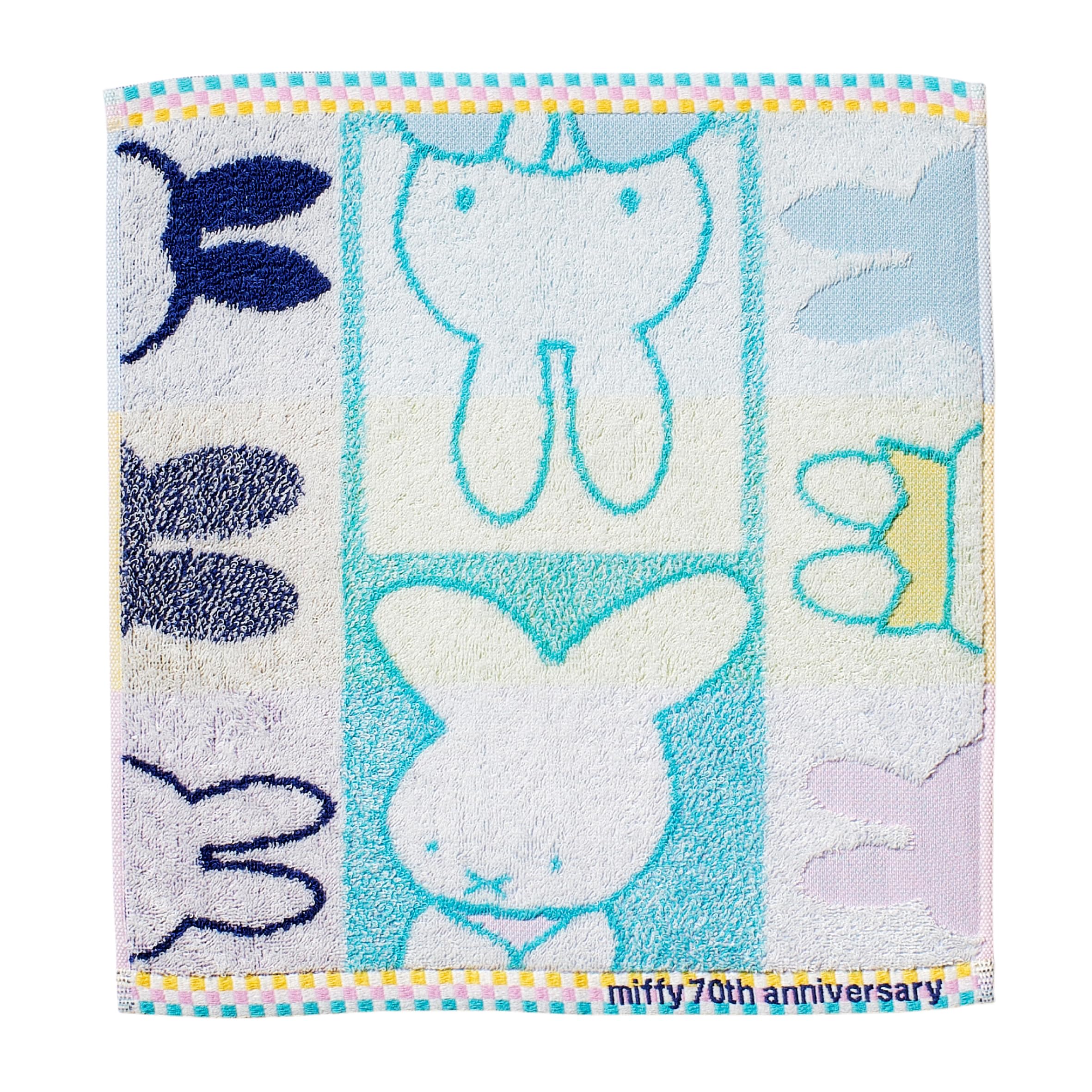 

Nishikawa Miffy 70th Anniversary Washcloth, 34x35cm, Washable, 100% Cotton, Blue, XT35708631, DB5602,