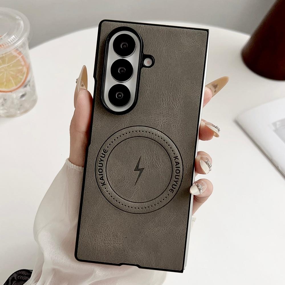 Für Samsung Galaxy Z Fold 7 Business Magnetische Hülle Luxuriöses Leder Für Magsafe Kabelloses Laden Weiche Silikon Schutzhülle