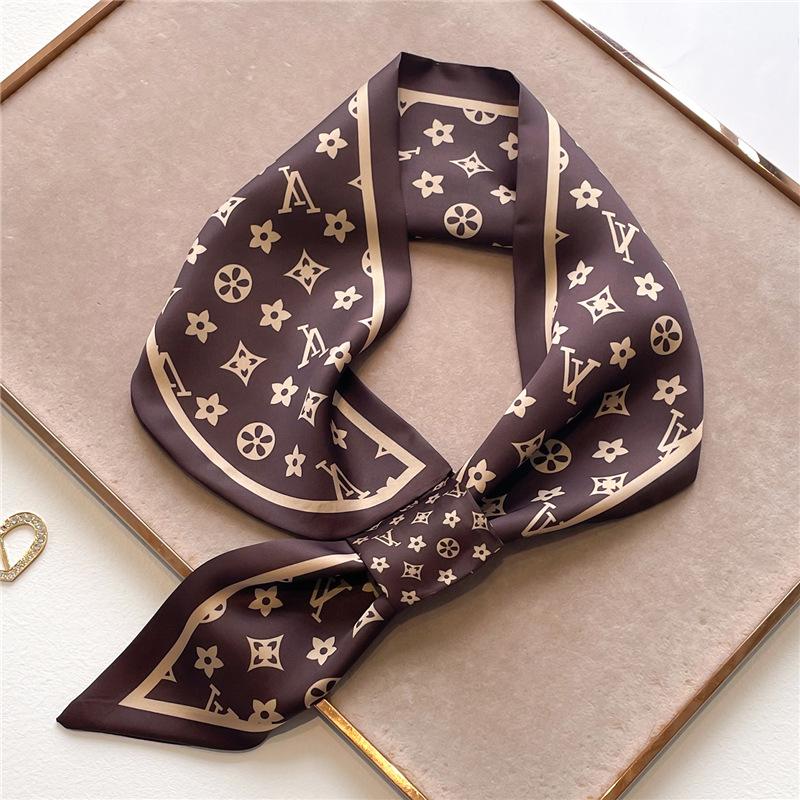 Fashion Silk Scarf Diagonal Long Silk Scarf Spring and Summer New Imitation Silk Stripe with Shirt Scarf Women's Scarf