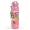 1PC Last School Script Letter 750ml Color Plastic Sports Water Bottle Leakproof Flip Straw Lid Suitable for Sports Office Home Use
