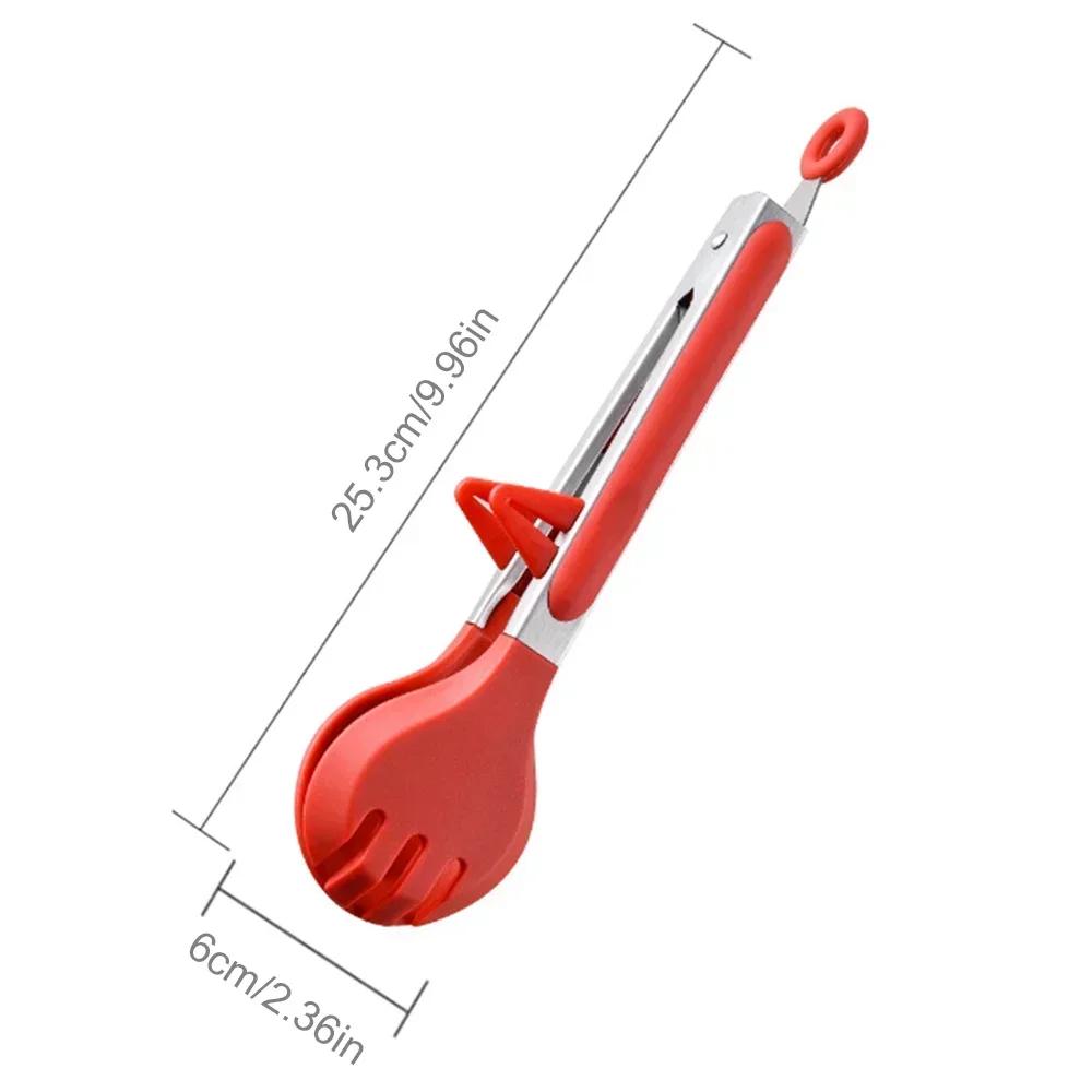 Silicone Food Tong Stainless Steel Kitchen Tongs Silicone Non-slip Cooking Clip Clamp BBQ Salad Tools Kitchen Accessories