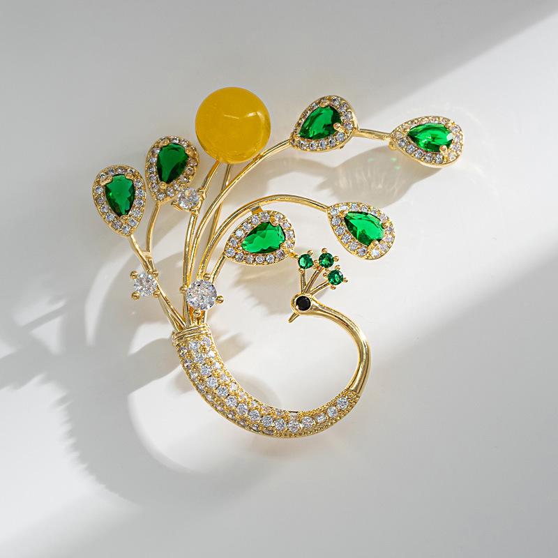 Phoenix Brooch: Chinese-Style Colorful Zirconia Pin for Women's Suits and Sweaters