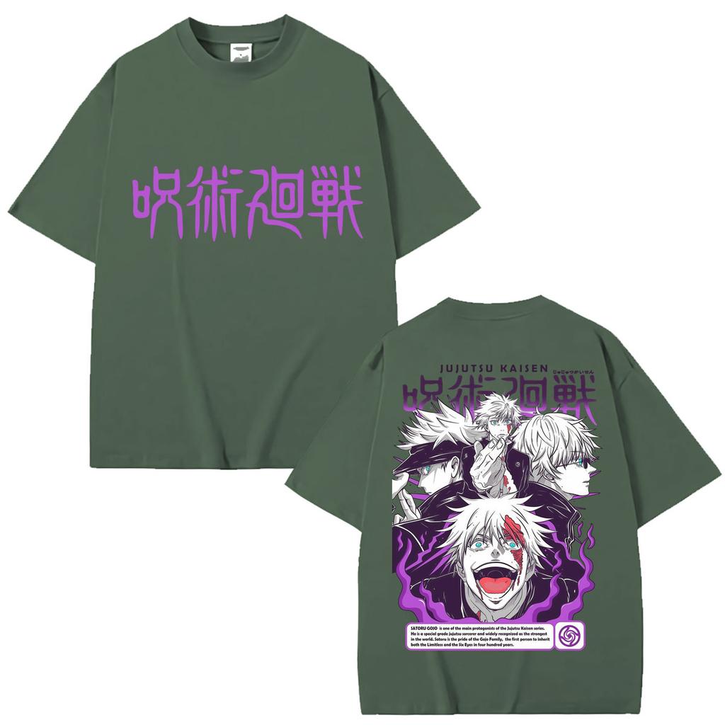 Japanischer Anime Jujutsu Kaisen Gojo Satoru T-Shirts Unisex Damen Harajuku Mode Unisexga T-Shirt Übergroß Baumwolle Y2k Sommer T-Shirt