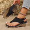 Women'S Wedge Sandals Platform Casual Shoes Flip Flops Fashionable Toe Wedge Lace Up Sandals For Women Bear Sandals For Women