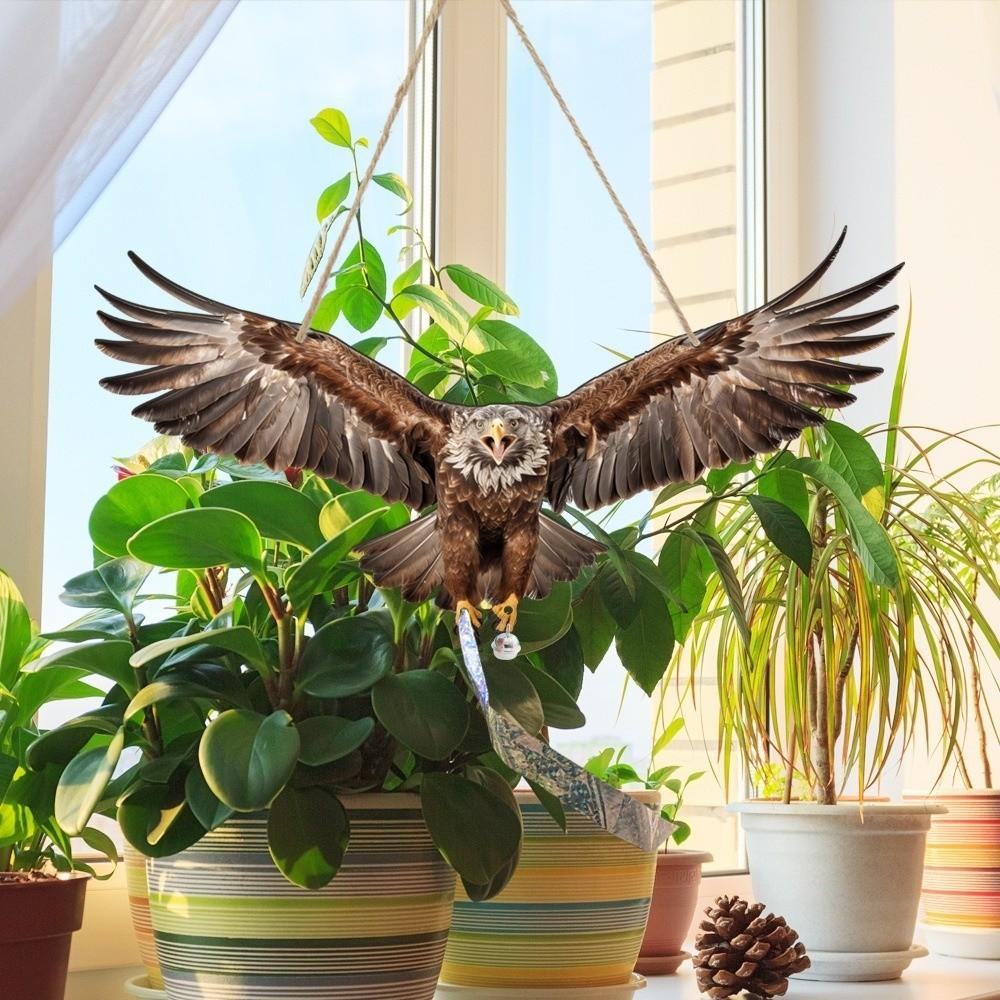 Waterproof Bird Scarer Simulation Owl With Reflective Bird Scare Pendant Pest Control With Bell Hanging Bird Repellent Courtyard