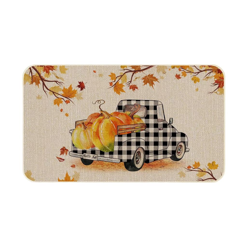 Autumn Decorative Doormat Crystal Velvet Material Non-Slip Design Ideal for Entrances, Foyers, and Bathrooms