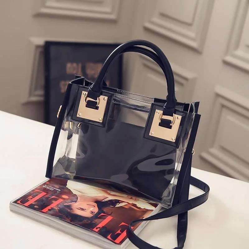 

Female Crossbody 2pcs Fashion Shoulder White Bag Clear Jelly Clutch Purse Transparent Travel Handbags Lady Crossbody For Women 26X 20X 12 CM
