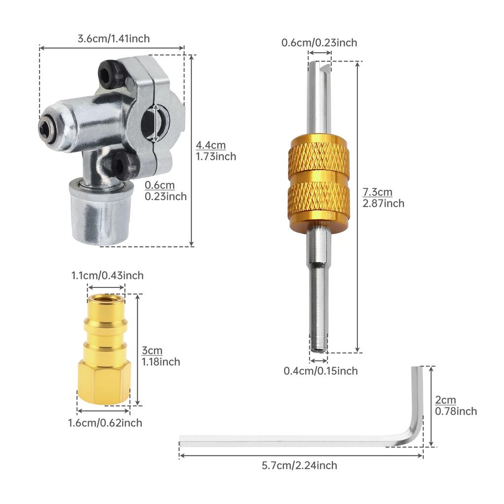 Automotive 3pcs R134A Refrigerant Piercing Valve Kit Professional Grade HVAC Recharge System Includes Dust Cap Heavy Duty Valves