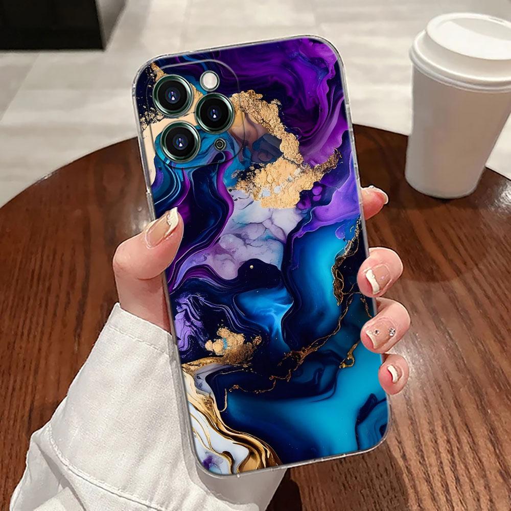 Watercolor Abstract Marble Pattern Case For Apple iPhone 17 16 15 14 13 12 11 Pro Max 16 Plus 16E 17Air 17Pro Phone Cover Funda