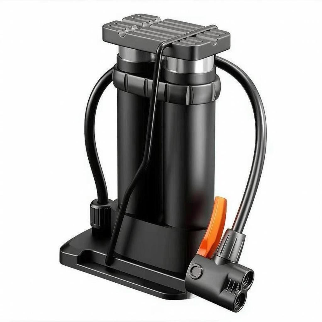 Compact Bike Foot Pump | Wide Non-Slip Pedal, Double Cylinder Pump,
