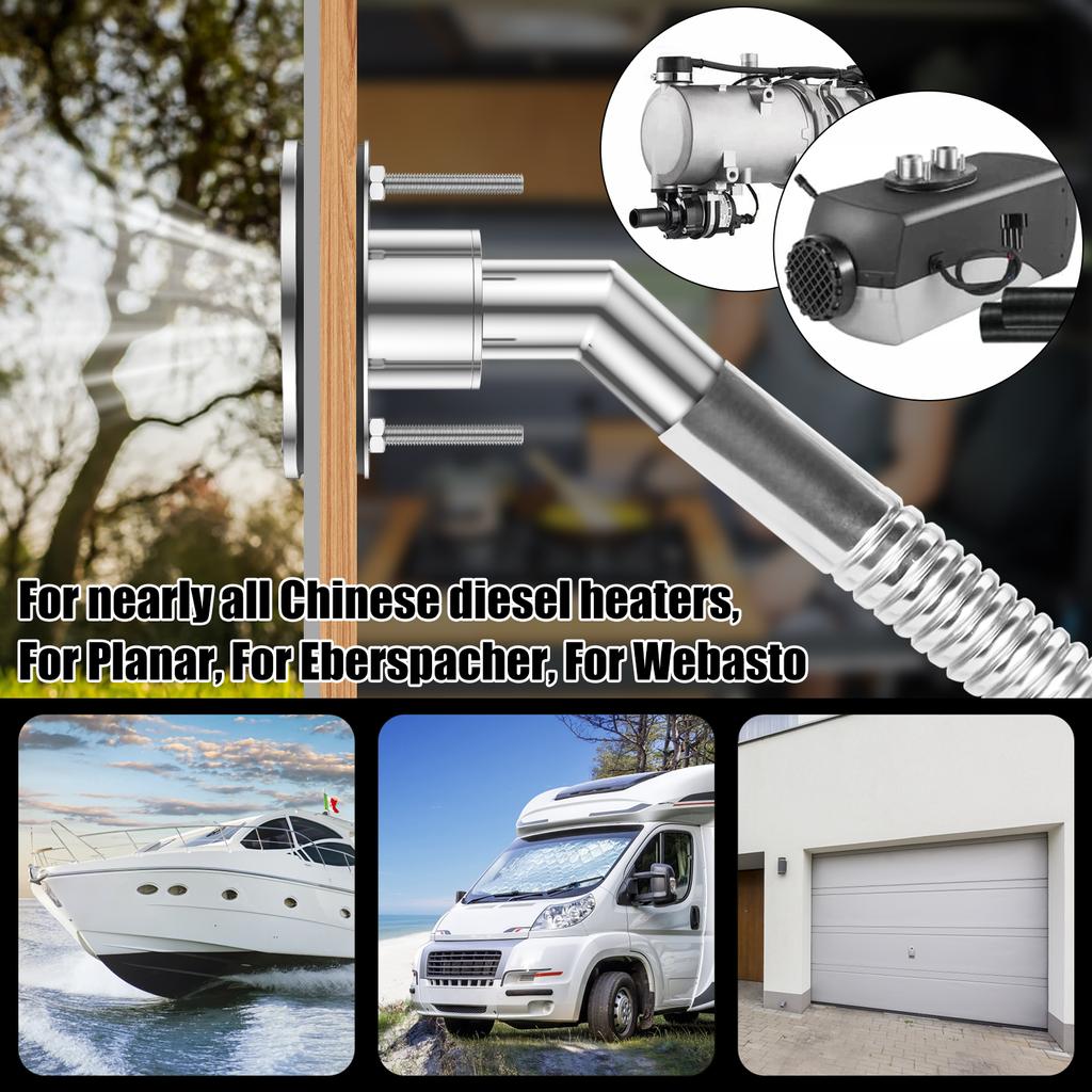 24mm průchozí plášť výfuku trupu nerezová ocel armatury výfuku trupu rovná/zakřivená trubková zásuvka Hardware pro naftové ohřívače