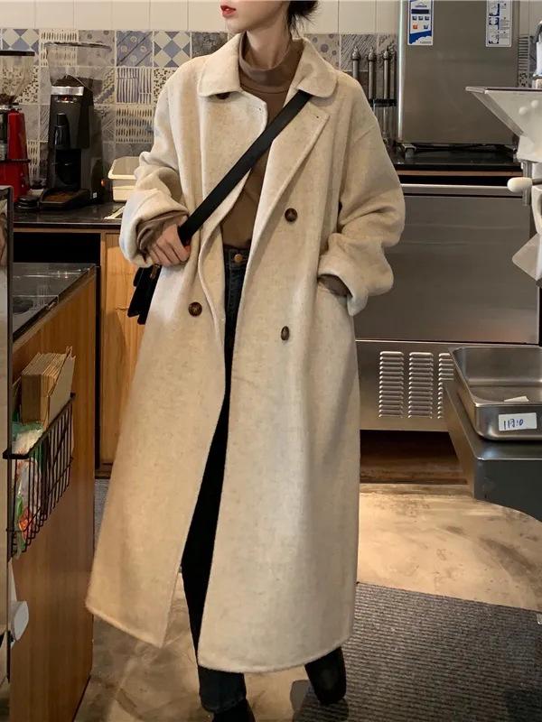 Women's 2025 Korean Woolen Mid-Length Coat - Autumn/Winter Versatile Style