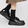Plateauschuhe aus Leder mit dicker Sohle für Damen, neuer Stil, College-Stil, Schleife, süße Mary-Jane-Schuhe, flacher Mund, Einzelschuhe