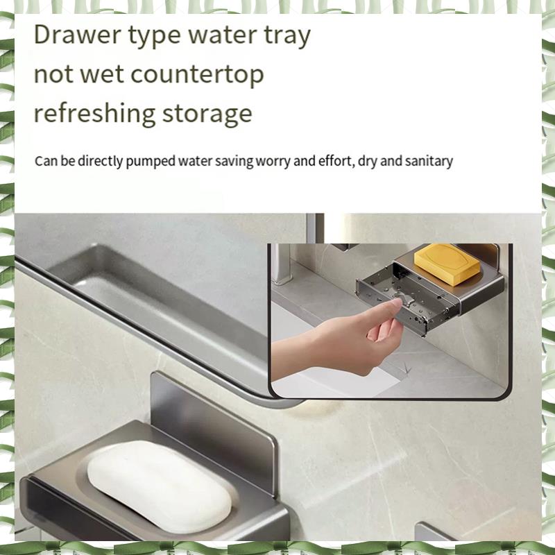 Wandmontierter Seifenhalter aus Aluminium für den Weltraum, Aufbewahrungsregal, Seifenschale, Abtropfbox, Badezimmer-Organizer, Bohren nicht erforderlich, 2 Stück