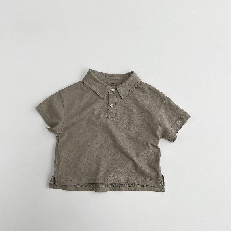 Children's Short Sleeved T-shirt Boys' Polo Shirt Summer Girls' Korean Versatile and Personalized Top Minimalist Style