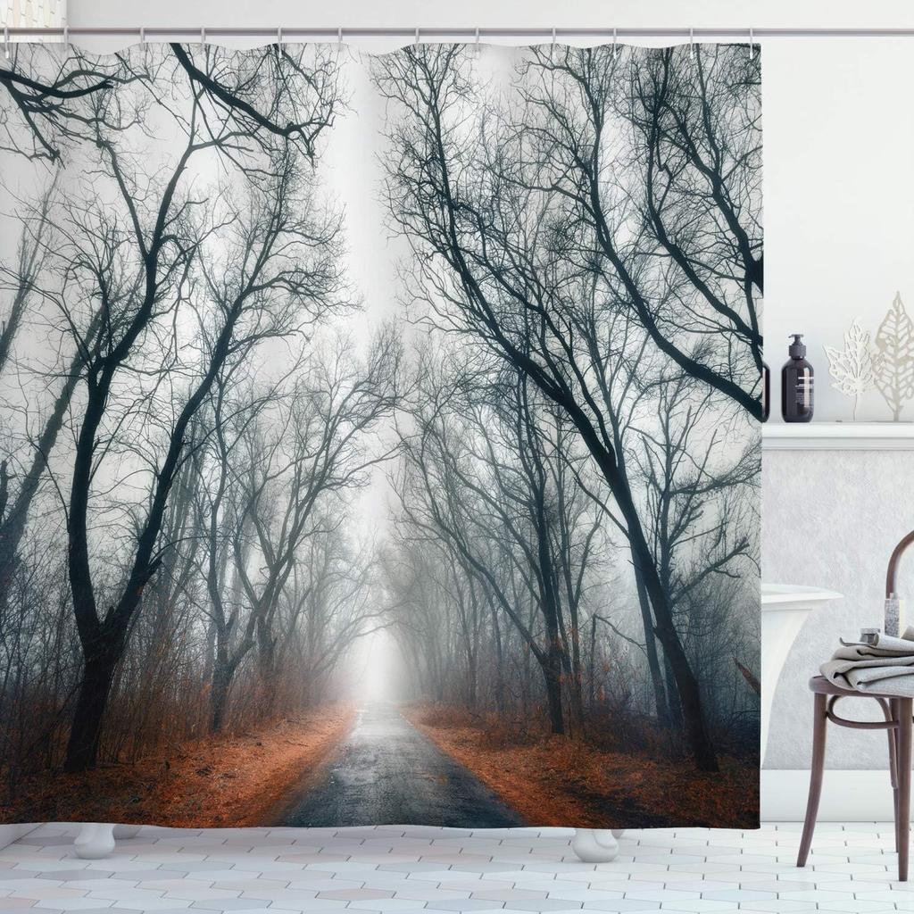 Floral Plant Theme Vintage Shower Curtain Vine Green Leafy Peacock Fabric Bathroom Decorative Shower Curtain with Hook