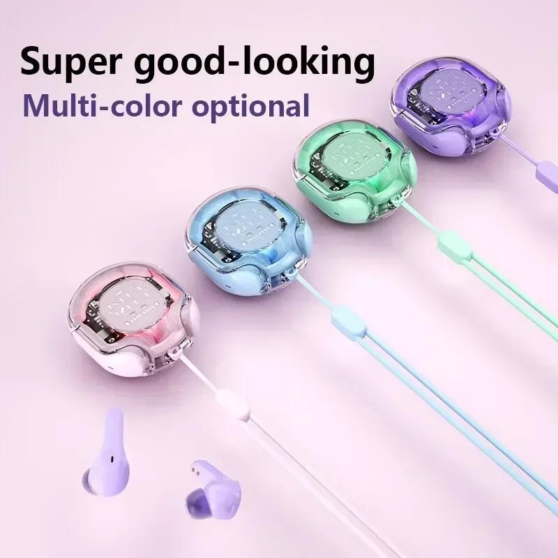 T8 TWS Wireless Bluetooth Headset Transparent ENC Headphones LED Power Digital Display Stereo Sound Earphones for Sports Working