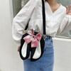 Rabbit Ear Crossbody Bag Summer Oxford Cloth Lovely Bowknot Crossbody Bag for Girls Black