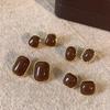 Vintage Coffee Enamel Earrings for Women Simple Exquisite Square Geometric Pattern New Style Jewelry Birthday Party Gifts