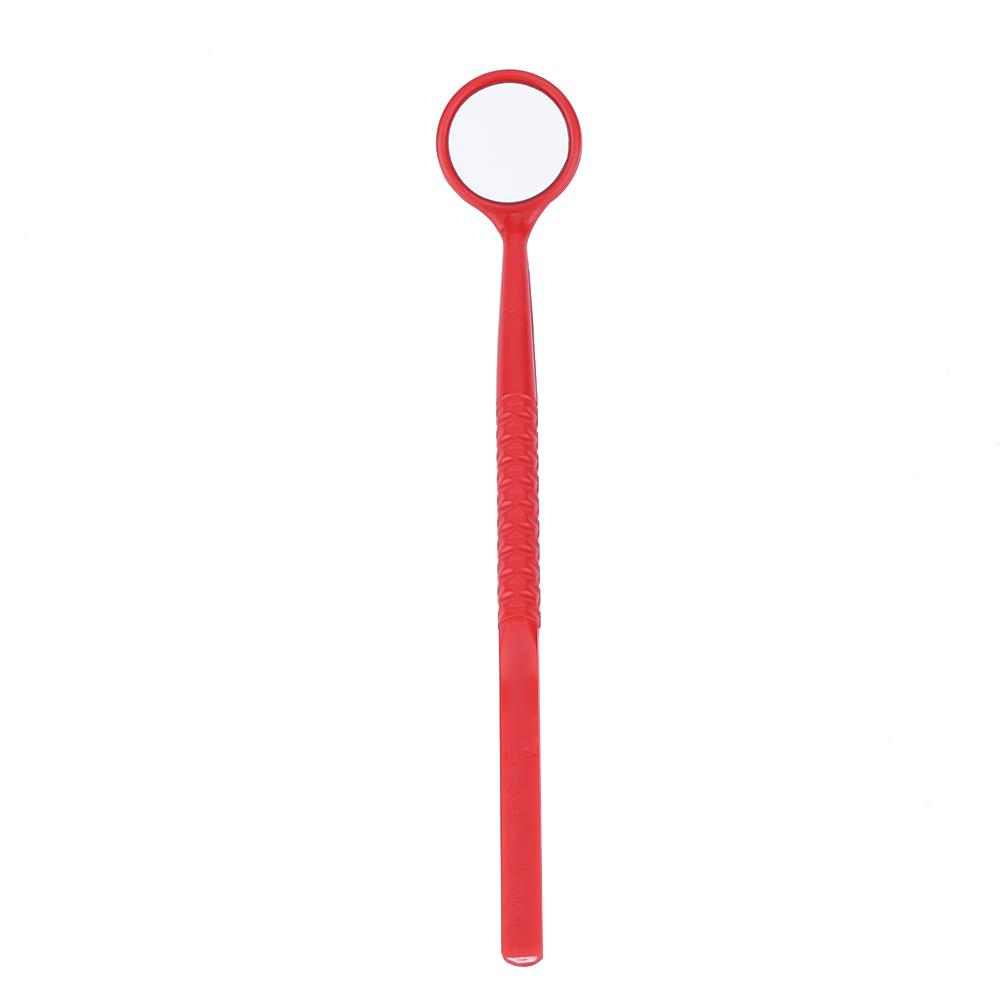 10pcs Oral Examination Glass Fiber Handle Dental Mouth Mirrors with Measurement(red)