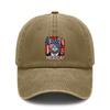 [USA Themed Baseball Cap] 'merica! Cat Graphic Print Polyester Unisex Adjustable Curved Brim Vintage Washed Baseball Hat For Festivals, Summer