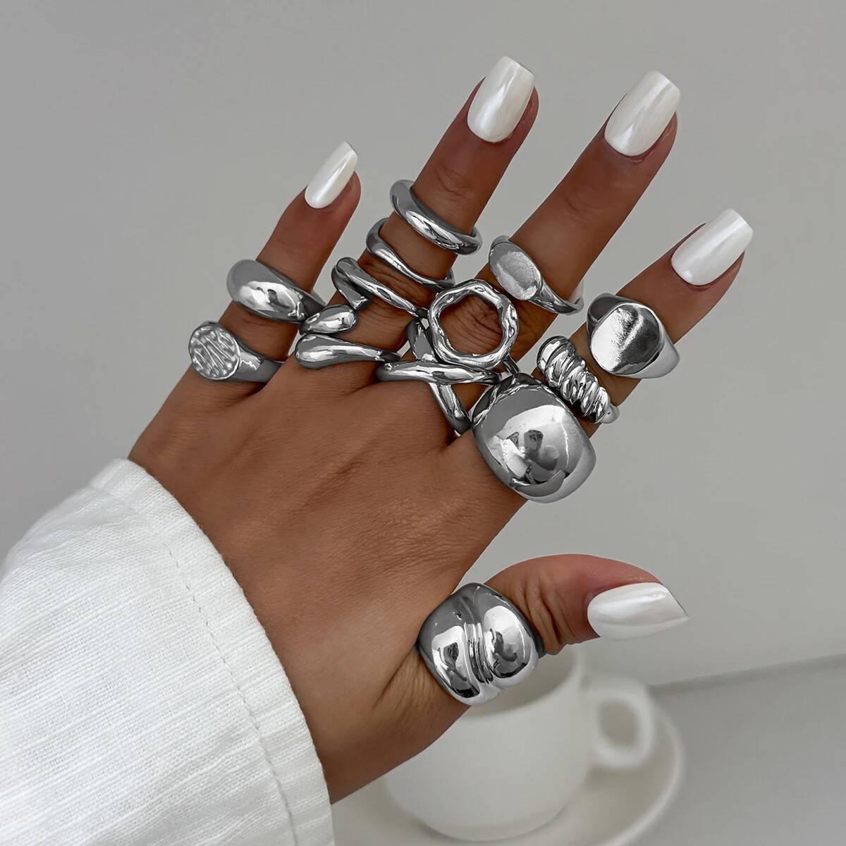 

Ingemark 13Pcs/Set Creative Irregular Water Drop Open Rings Women Punk Gold Color Adjustable Knuckle Joint Rings Couple Jewelry
