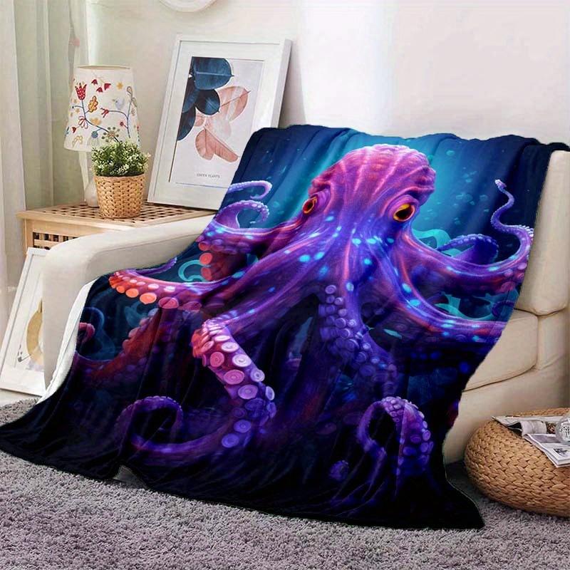 Mysterious Octopus Throw Blanket, Ocean Animal Blanket for Sofa Bed Travel Camping Home Decor