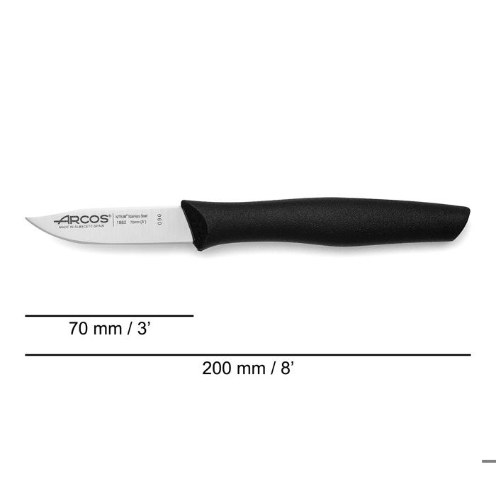 Couteau éplucheur - Arcos - 70 mm - Acier inoxydable - Manche en polypropylène - Compatible lave-vaisselle