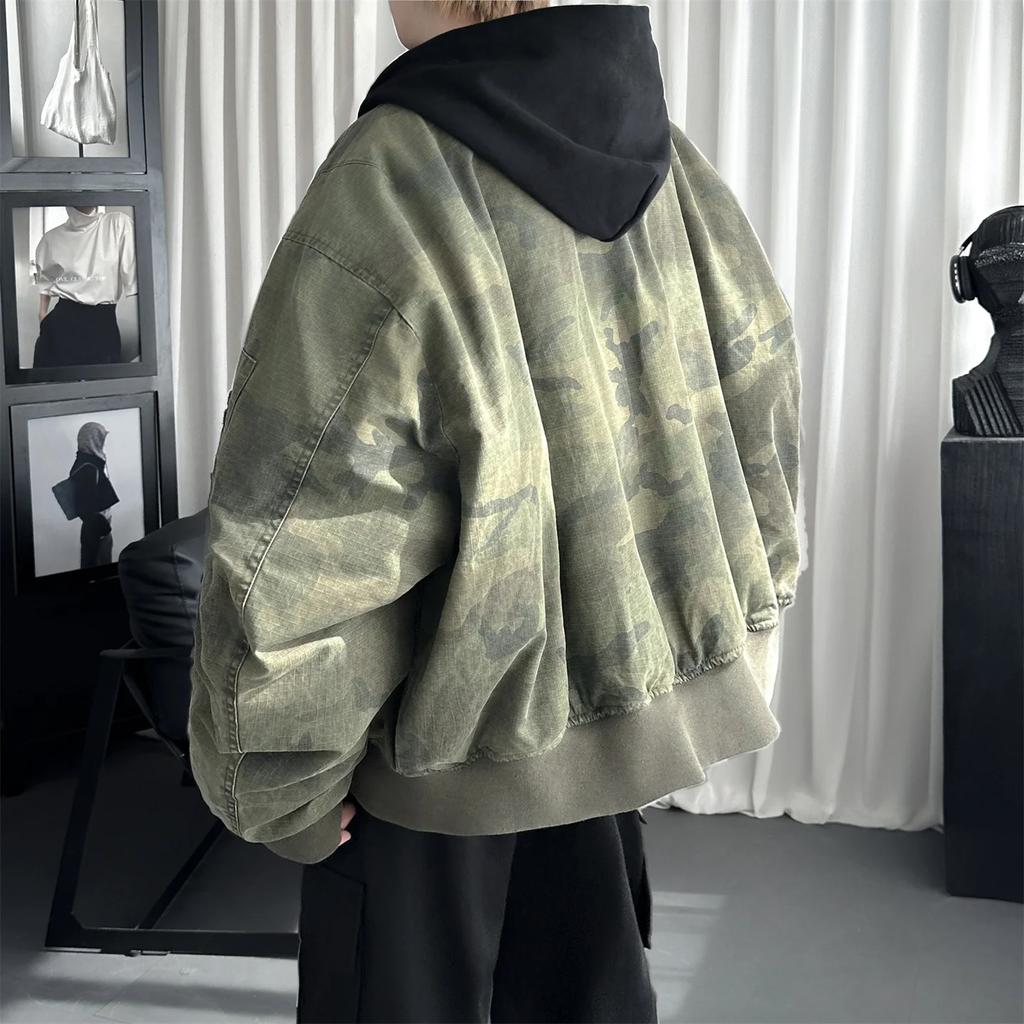High Street Men's Jackets Men Hooded Patchwork Parkas Autumn Winter Men Camouflage Cotton Padded Jacket Male Loose Short Coats