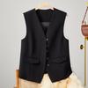 Gilet da donna da lavoro con scollo a V senza maniche tinta unita monopetto da lavoro stile cardigan cappotto gilet
