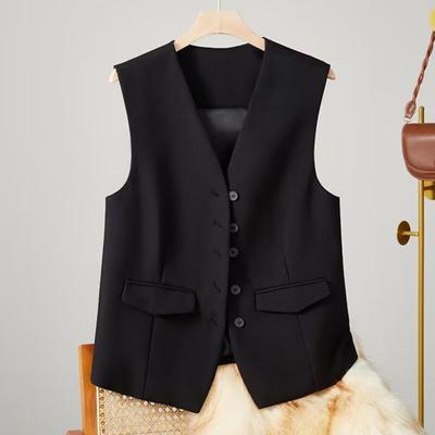 Damen Business Weste V-Ausschnitt Ärmellos Einfarbig Einreihig Business Pendeln Stil Strickjacke Anzug Mantel Weste