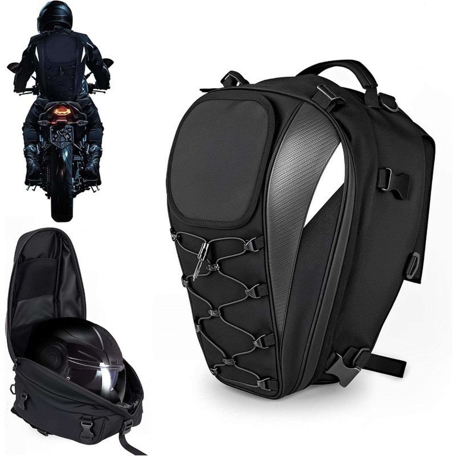 

Motorcycle Bag Motorcycle Saddle Bag High-capacity Motorcycle Helmet Backpack Reflective Tail Bag Luggage One Size чорний