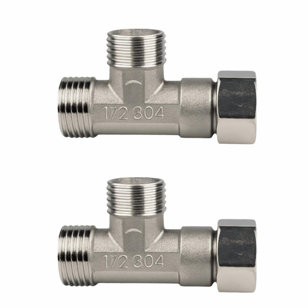 2PCS Stainless Steel Pipe Joint 3 Way 3 Way Diverter Durable Water Pipe Connector  Home Water System