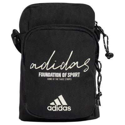 adidas Torba crossbody na ramię z poliestru z recyklingu, unisex, czarna i jadeitowo-biała, Adidas IX6809
