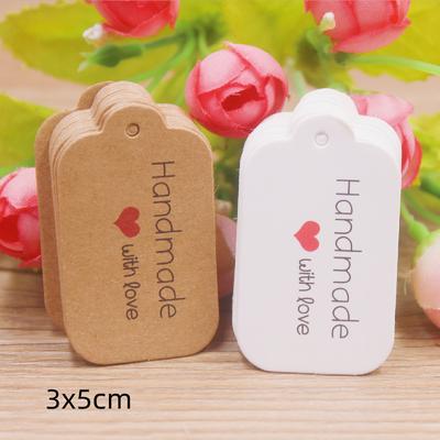 100 Pcs 3x5cm Kraft Paper Brown/white Gift Labels, with 20m Rope, for Wedding, Baby Shower, Christmas Labels, Party Decora