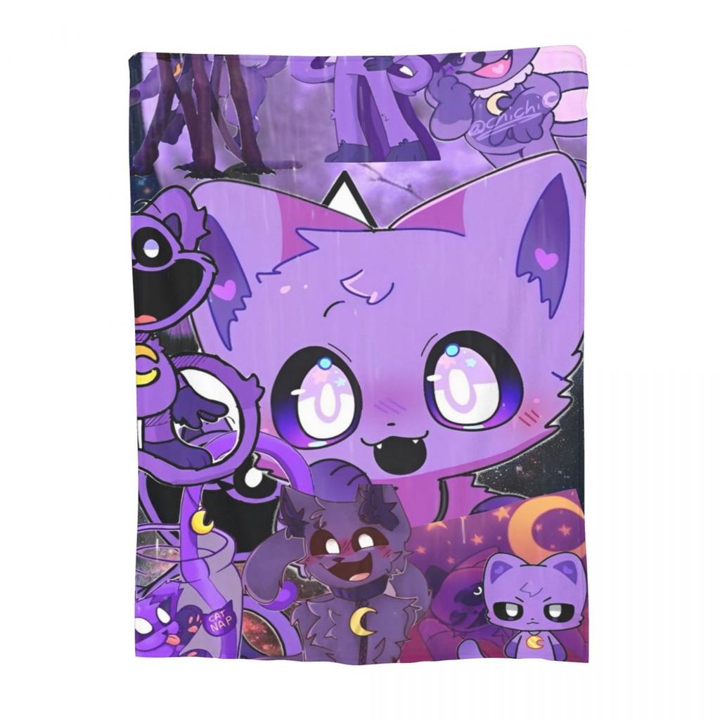 CATNAP DOGDAY Cartoon Smiling Critters Blankets Coral Fleece Plush Print Lightweight Throw Blankets for Bedding Plush Thin Quilt
