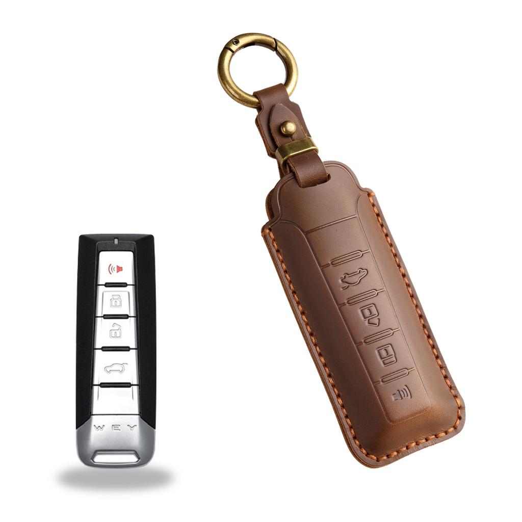 Retro Key Cover Is Suitable for Great Wall WEY Wei Pai Vv5 Vv6 Key Bag Vv7 P8 Leather Protective Case Ring