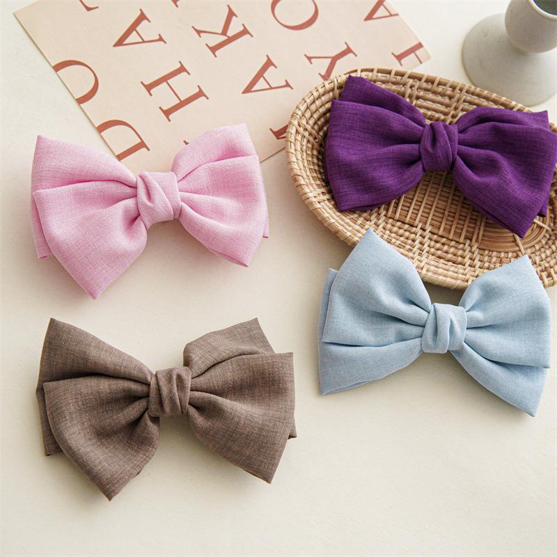 Módní univerzální sponky do vlasů Žena Vintage lněná sponka Pružinové klipy Velký mašličkový drdol Vlasové doplňky Korejský styl Dívky