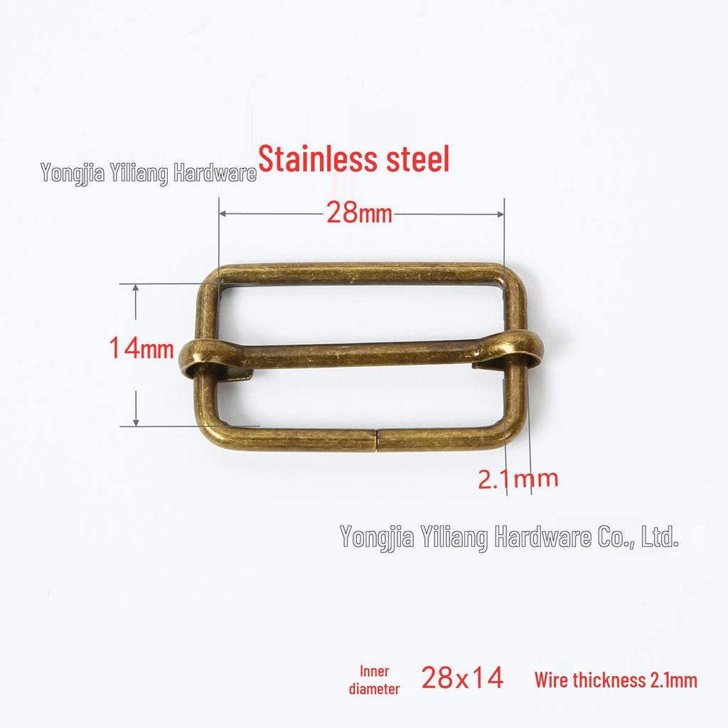 Stainless Steel Adjustable D-Ring Buckle - Copper Three-Speed Wire Pull Design
