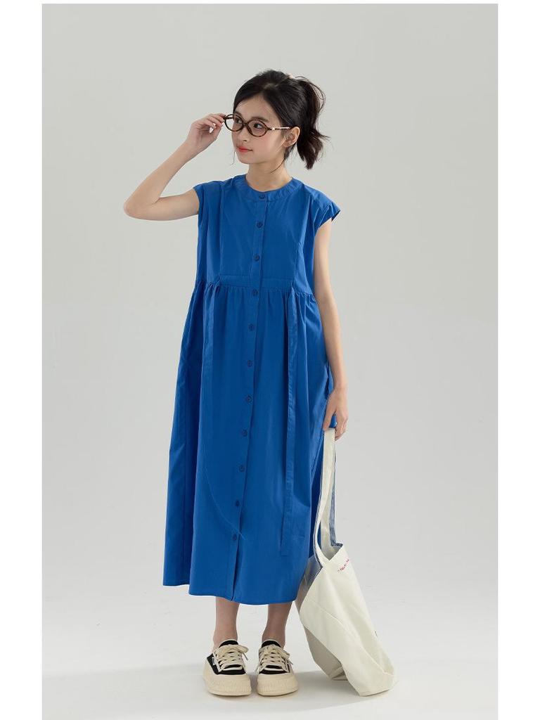 Girls' Stylish Summer Long Dress: Single-Breasted, Parent-Child Matching