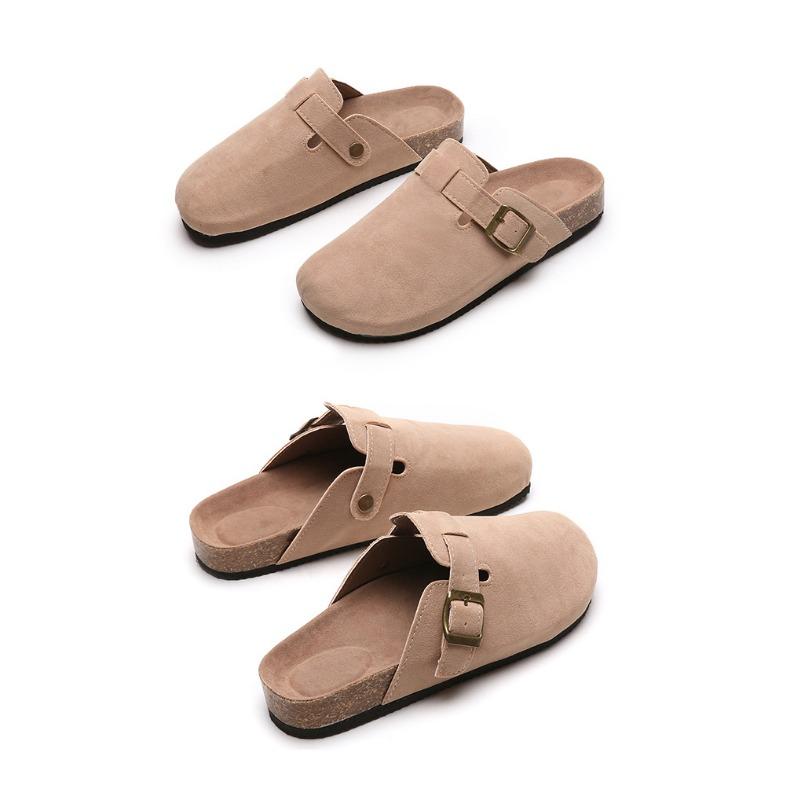 Pantoufles Baotou pour Couples Féminins Pantoufles en Liège Grandes Chaussures Romaines Demi-Pantoufles Décontractées