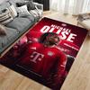 Soccer Star Area Rug, Michael Olise Bayern Munich Welcome Allianz Arena Red Print, Football Fan Bedroom Decor, Non-Slip Mat
